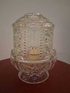 Vintage Le Smith Indiana Glass Stars And Bars Fairy Lamp